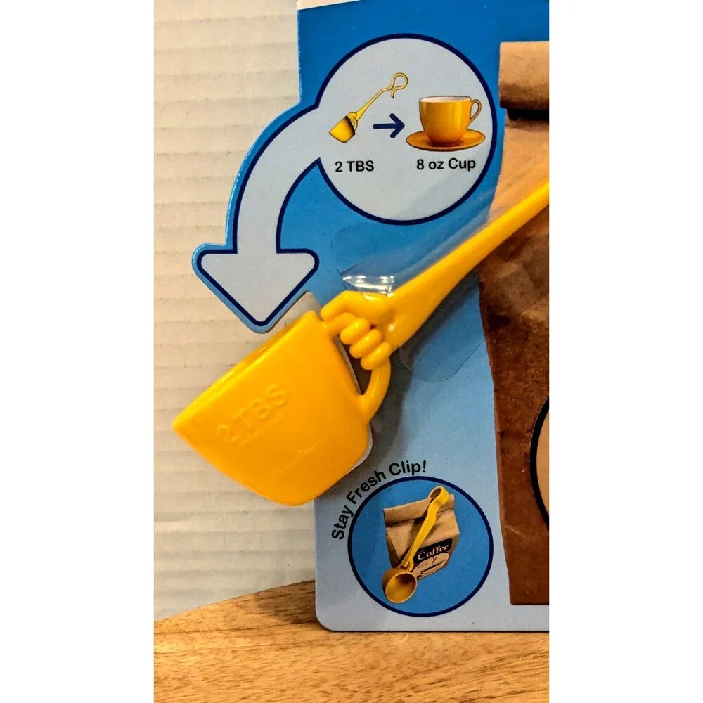 Schrockie Clippin' Scoop Coffee Scooper Bag Sealer Yellow 6.5-inch Gift NEW